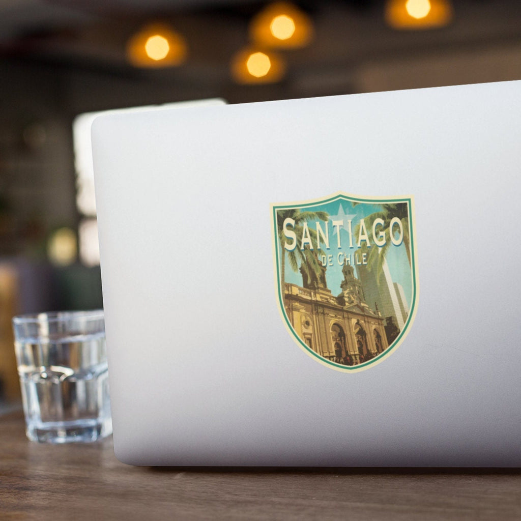 Santiago, Chile travel sticker, vintage style decal for suitcase, luggage, laptop or water bottle