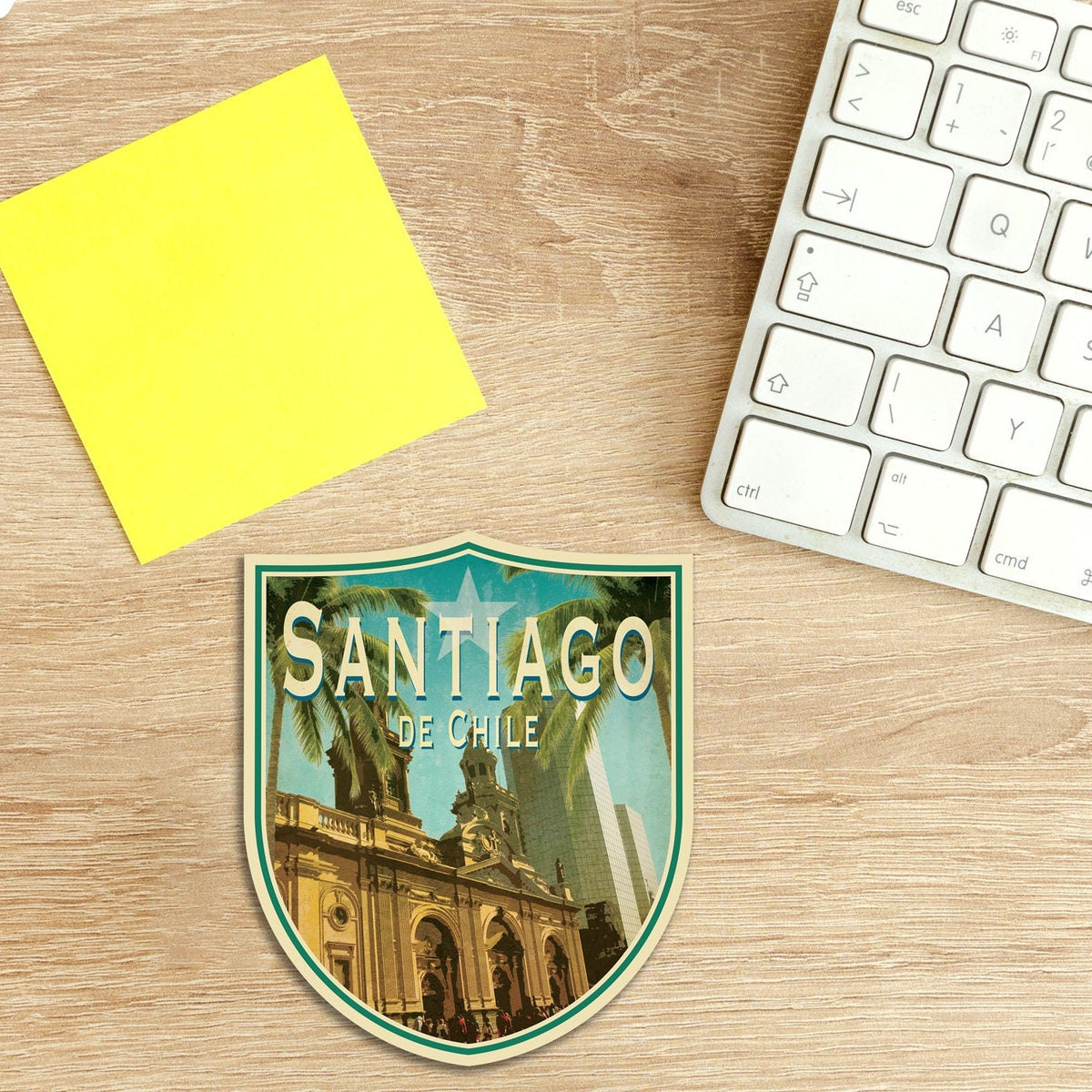 Santiago, Chile travel sticker, vintage style decal for suitcase, luggage, laptop or water bottle