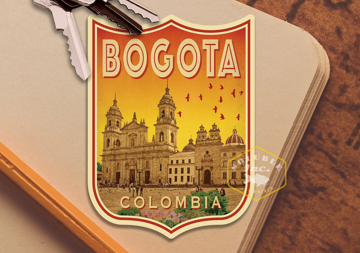 Bogota Colombia travel sticker, vintage style decal for suitcase, luggage, laptop or water bottle