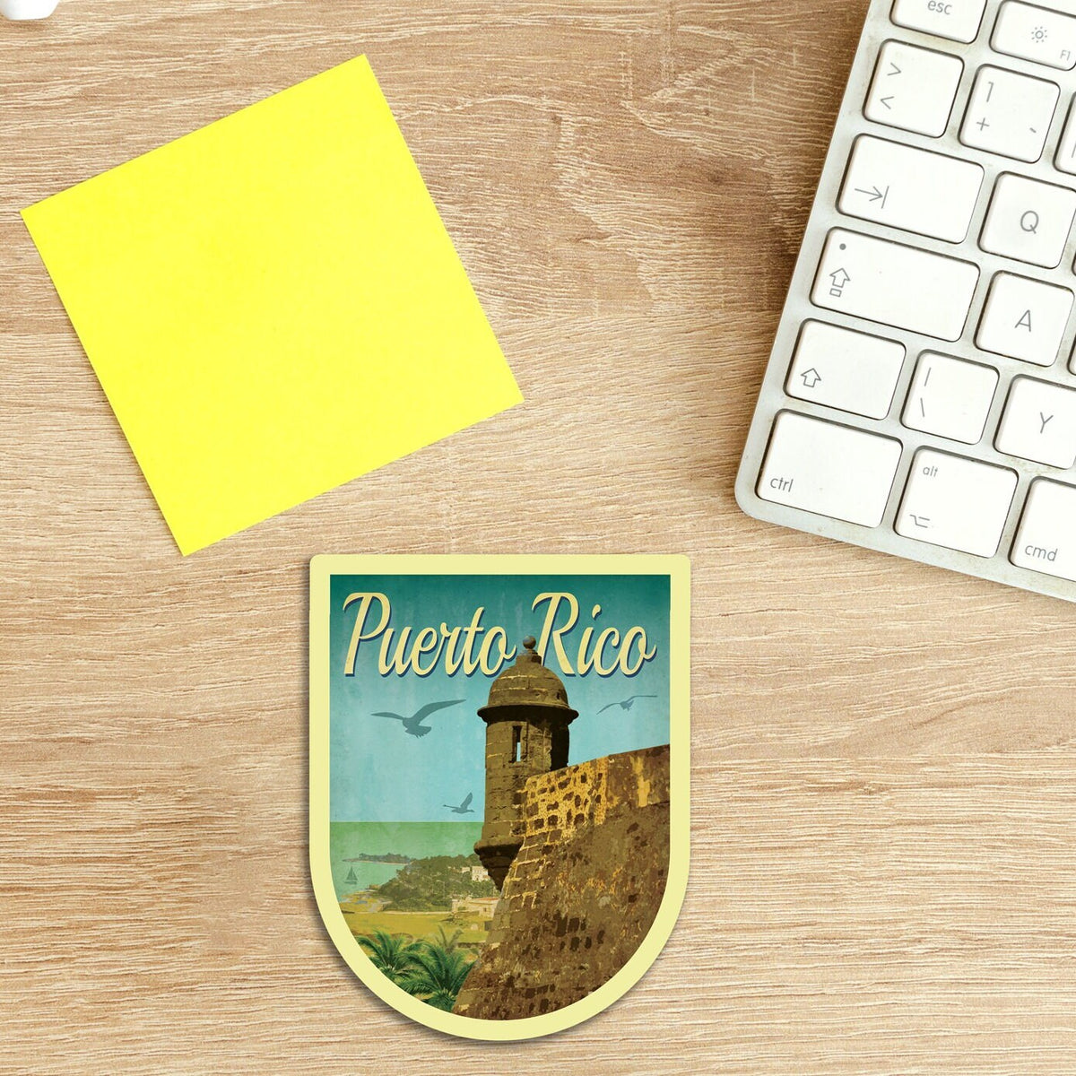 Puerto Rico Travel Sticker: Vintage Suitcase Decal