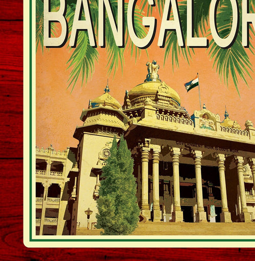 Bangalore India travel sticker, vintage style decal for suitcase, luggage, laptop or water bottle