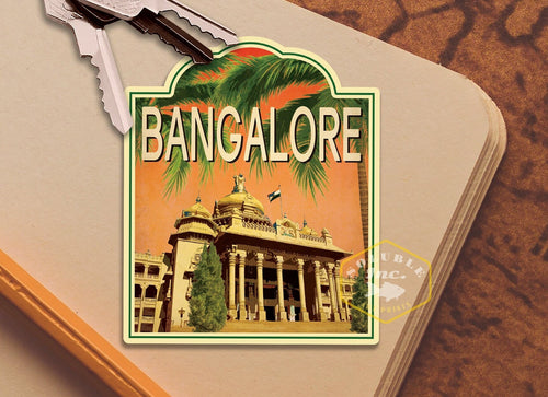 Bangalore India travel sticker, vintage style decal for suitcase, luggage, laptop or water bottle