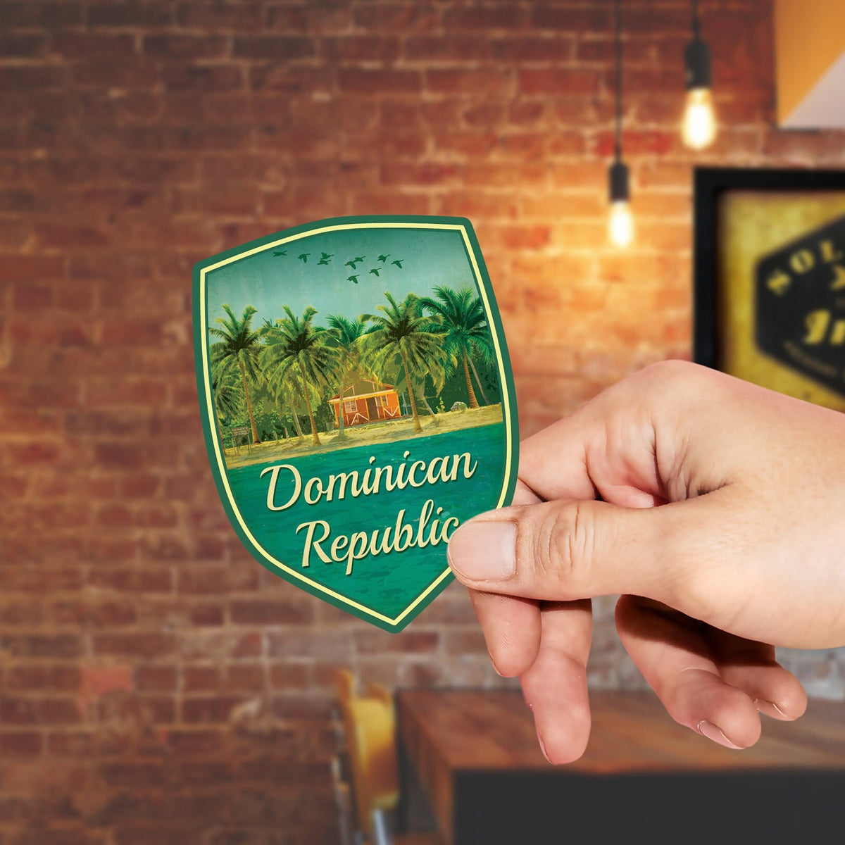 Dominican Republic Travel Sticker: Vintage Suitcase Decal