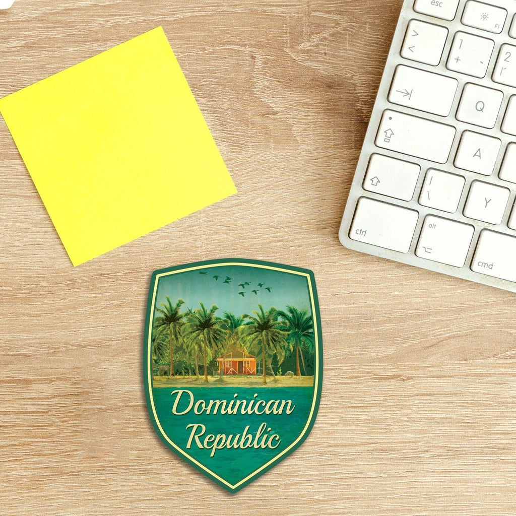Dominican Republic Travel Sticker: Vintage Suitcase Decal