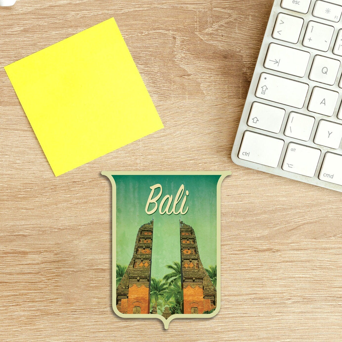 Bali Indonesia travel sticker, vintage style decal for suitcase, luggage, laptop or water bottle