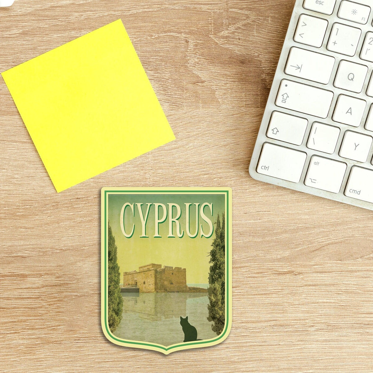 Cyprus travel sticker, vintage style decal for suitcase, luggage, laptop or water bottle