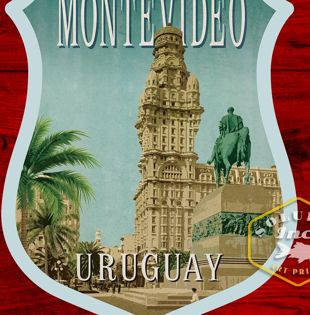 Montevideo Uruguay travel sticker, vintage style decal for suitcase, luggage, laptop or water bottle