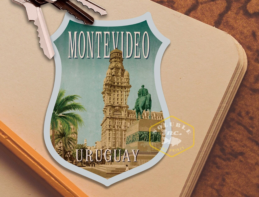 Montevideo Uruguay travel sticker, vintage style decal for suitcase, luggage, laptop or water bottle