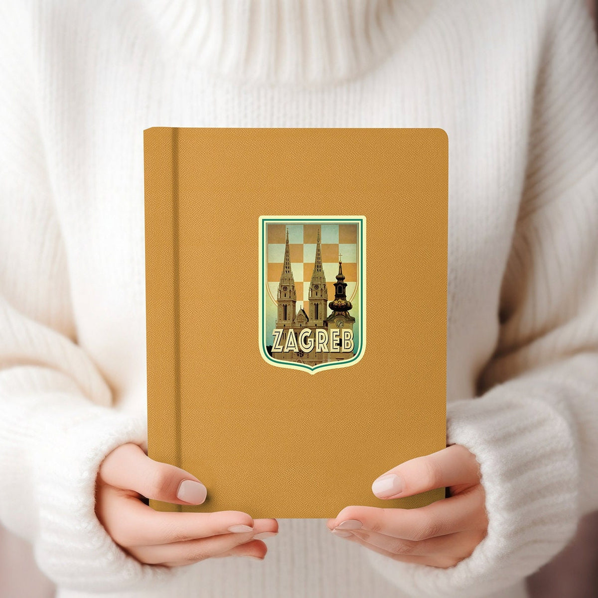 Zagreb Croatia Travel Sticker: Vintage Suitcase Decal