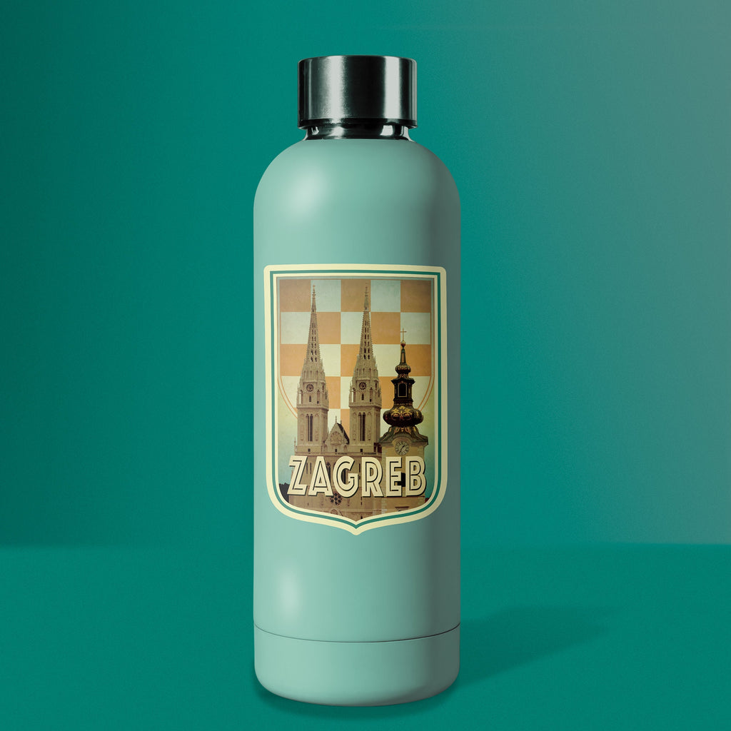 Zagreb Croatia Travel Sticker: Vintage Suitcase Decal