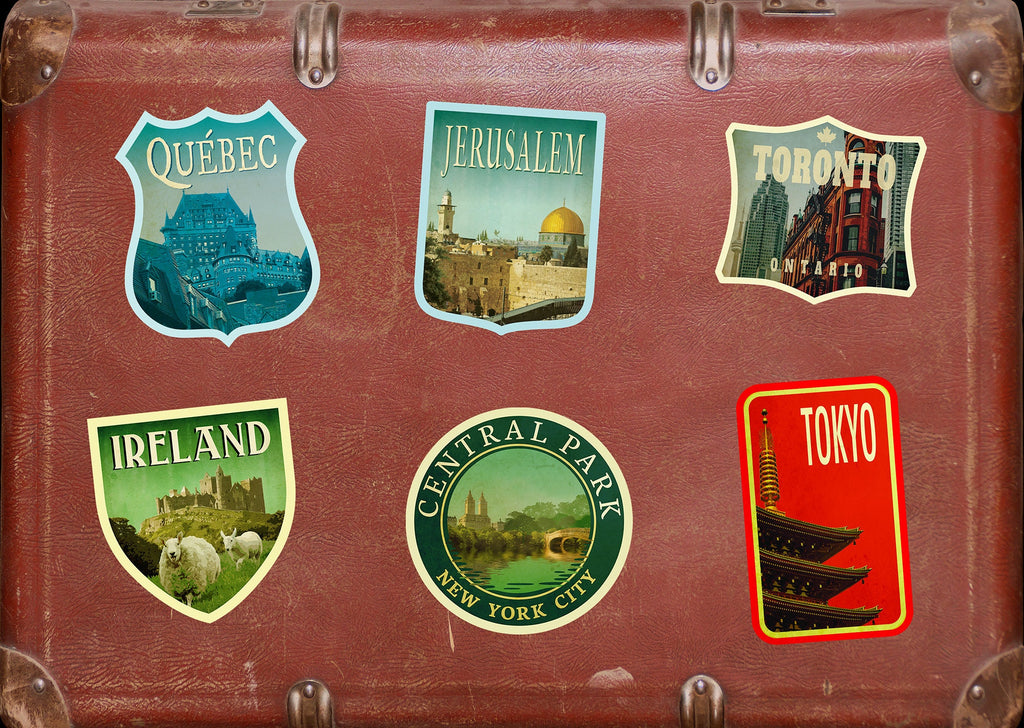 Jerusalem travel sticker, vintage style decal for suitcase, luggage, laptop or water bottle