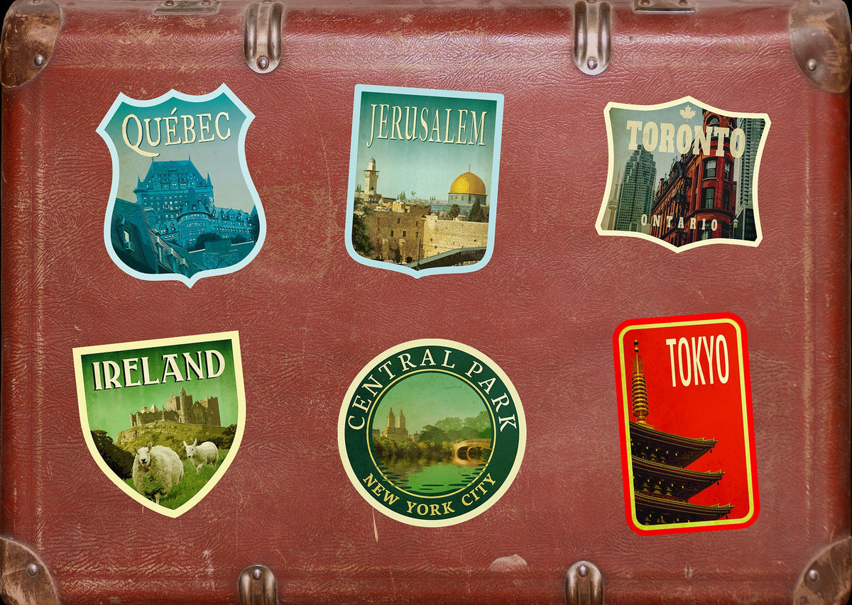 Jerusalem travel sticker, vintage style decal for suitcase, luggage, laptop or water bottle