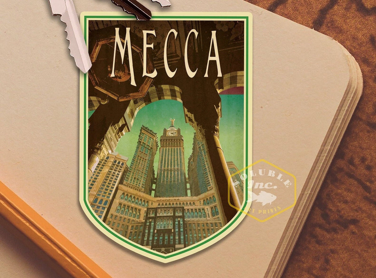 Mecca Saudi Arabia Vintage Travel Sticker: Luggage Decal