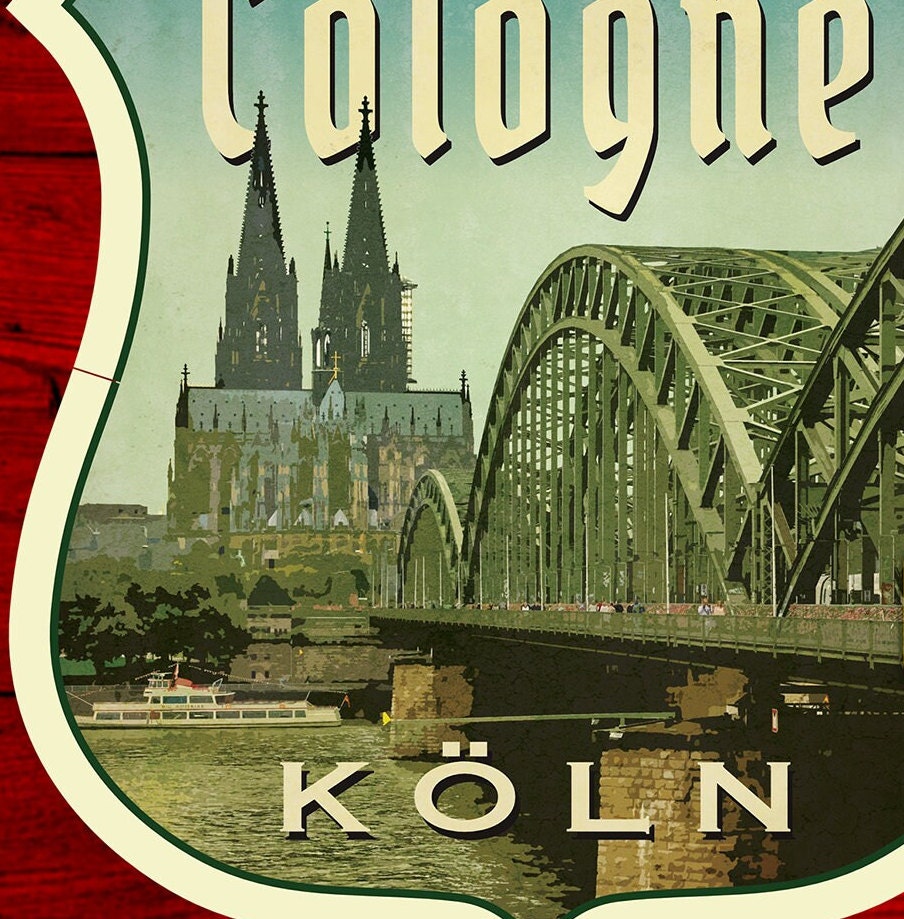 Cologne Germany Vintage Travel Sticker: Luggage Decal