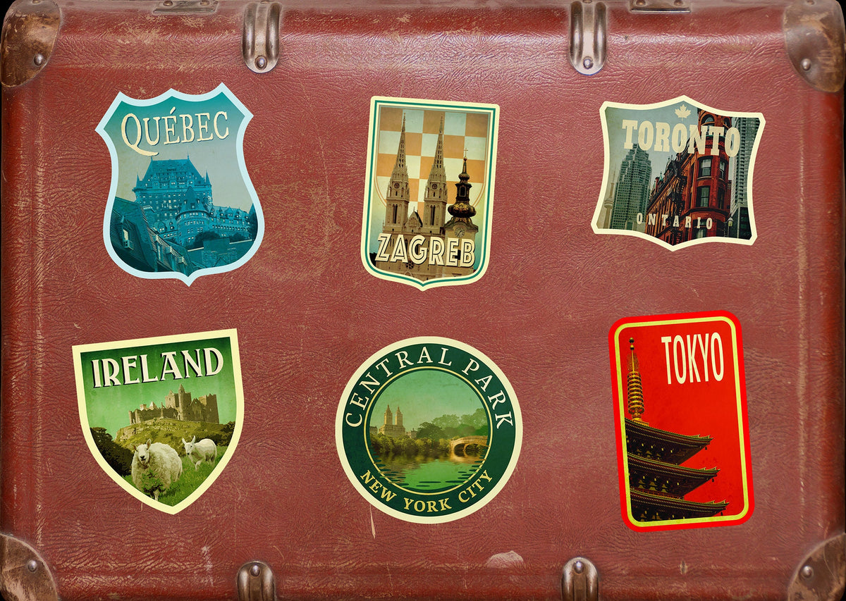 Zagreb Croatia Travel Sticker: Vintage Suitcase Decal