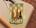 Zagreb Croatia Travel Sticker: Vintage Suitcase Decal
