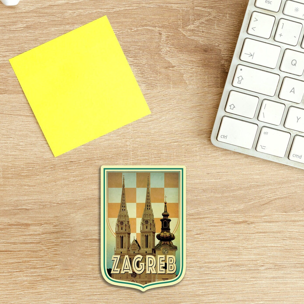 Zagreb Croatia Travel Sticker: Vintage Suitcase Decal