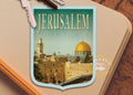 Jerusalem travel sticker, vintage style decal for suitcase, luggage, laptop or water bottle