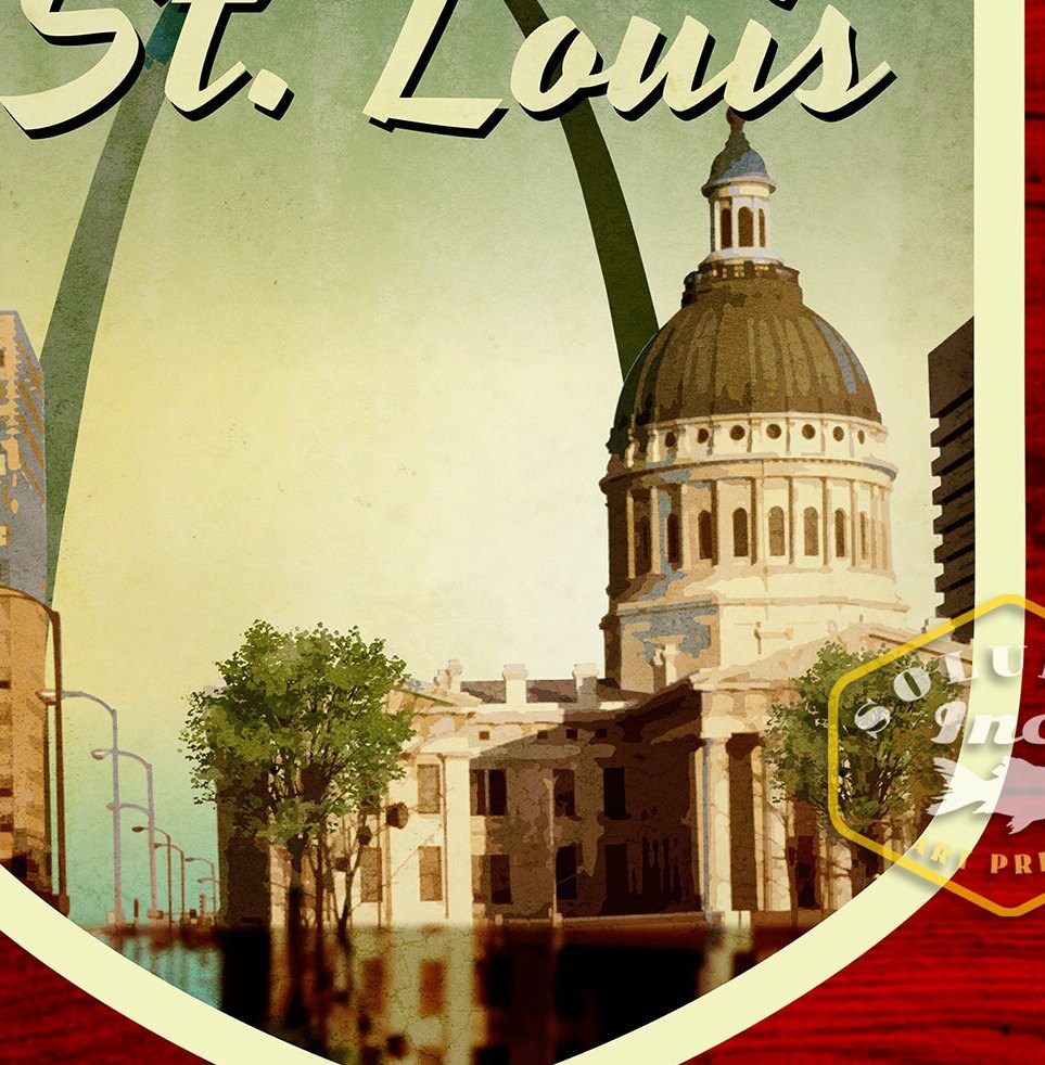 St Louis travel sticker, vintage style decal for suitcase, luggage, laptop or water bottle