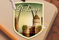 St Louis travel sticker, vintage style decal for suitcase, luggage, laptop or water bottle