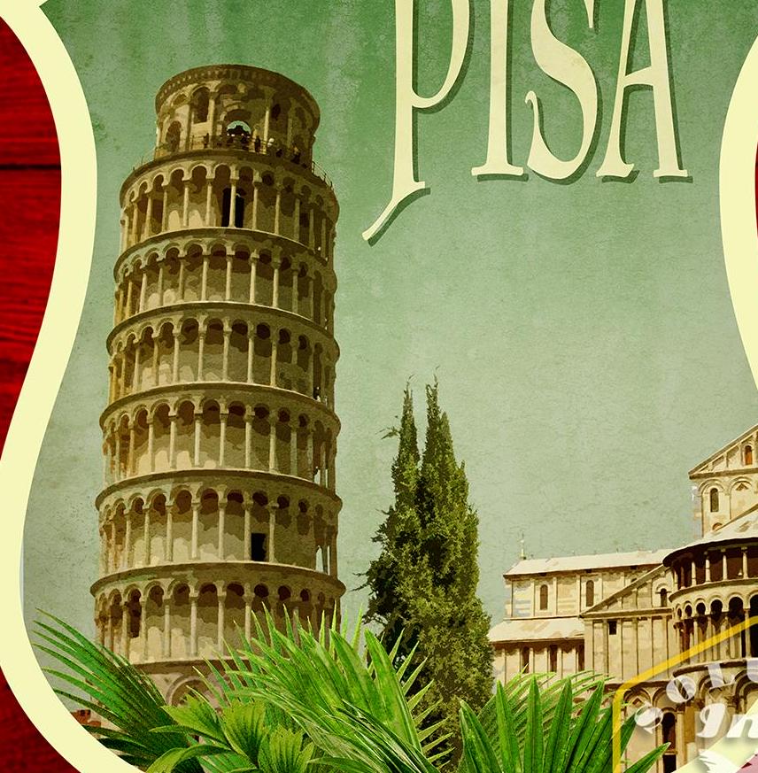 Pisa Italy Travel Sticker: Vintage Suitcase Decal