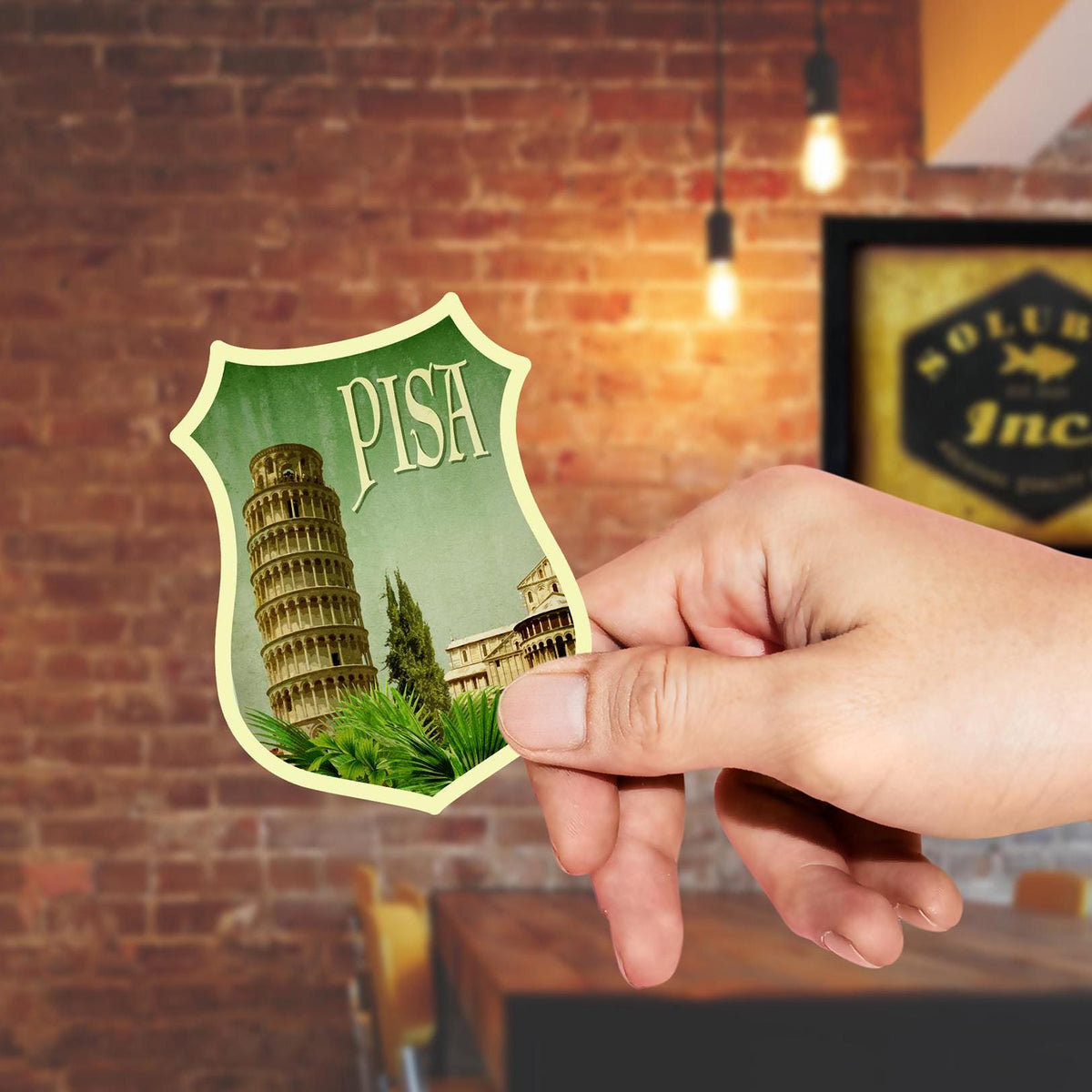 Pisa Italy Travel Sticker: Vintage Suitcase Decal