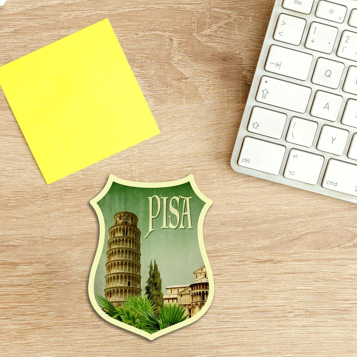 Pisa Italy Travel Sticker: Vintage Suitcase Decal