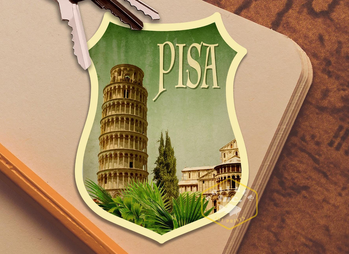 Pisa Italy Travel Sticker: Vintage Suitcase Decal