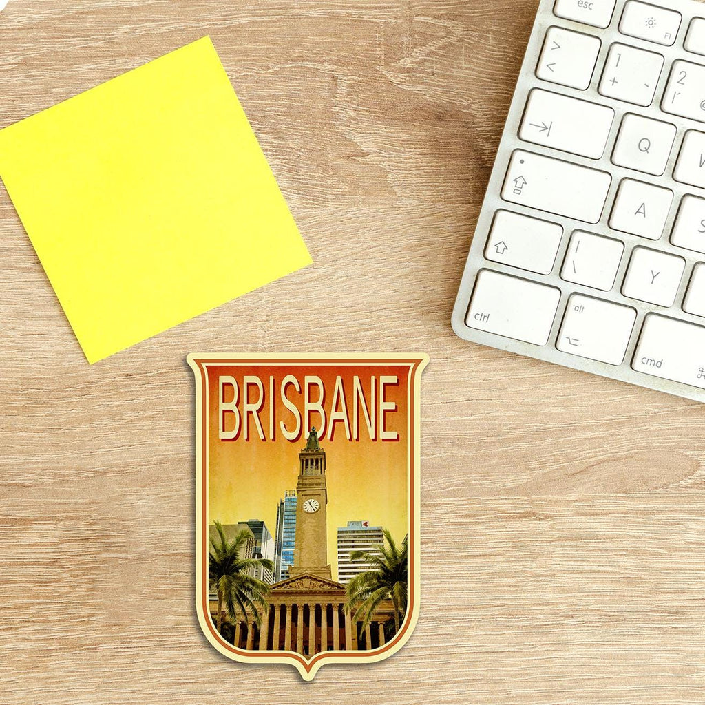 Brisbane Australia travel sticker, vintage style decal for suitcase, luggage, laptop or water bottle