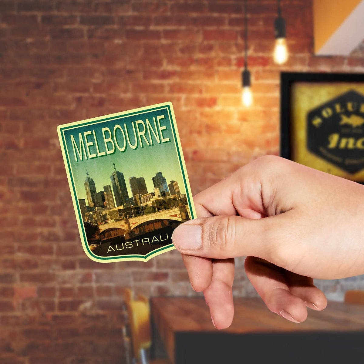 Melbourne Australia travel sticker, vintage style decal for suitcase, luggage, laptop or water bottle