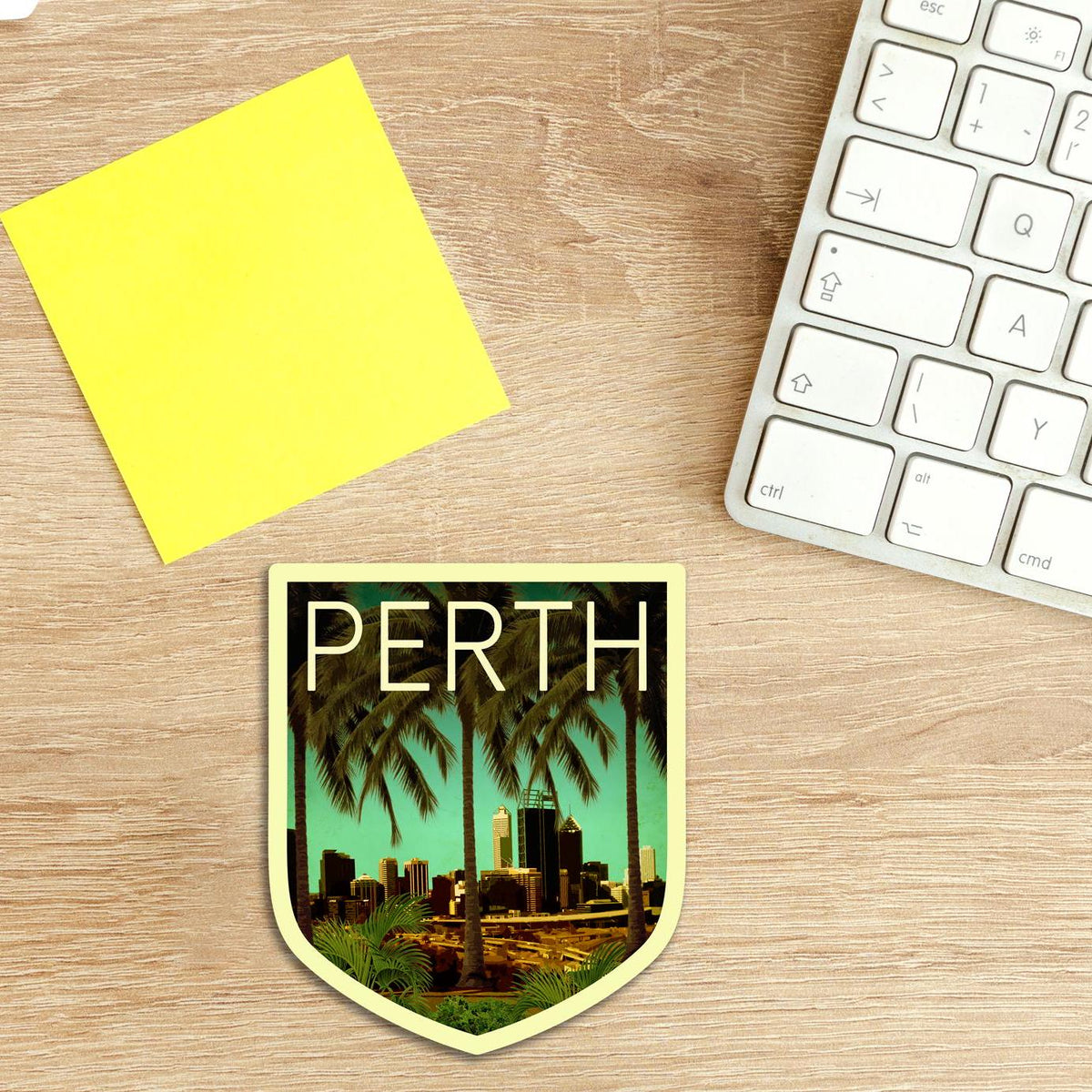 Perth Australia travel sticker, vintage style decal for suitcase, luggage, laptop or water bottle