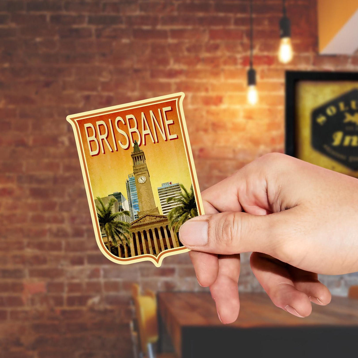 Brisbane Australia travel sticker, vintage style decal for suitcase, luggage, laptop or water bottle