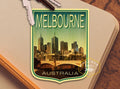 Melbourne Australia travel sticker, vintage style decal for suitcase, luggage, laptop or water bottle