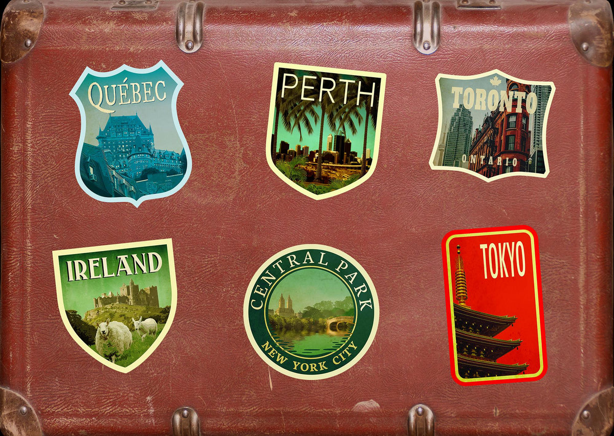 Perth Australia travel sticker, vintage style decal for suitcase, luggage, laptop or water bottle