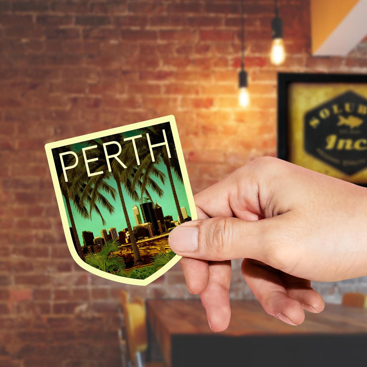 Perth Australia travel sticker, vintage style decal for suitcase, luggage, laptop or water bottle