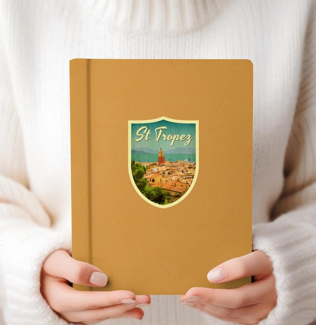 St Tropez France Travel Sticker: Vintage Suitcase Decal