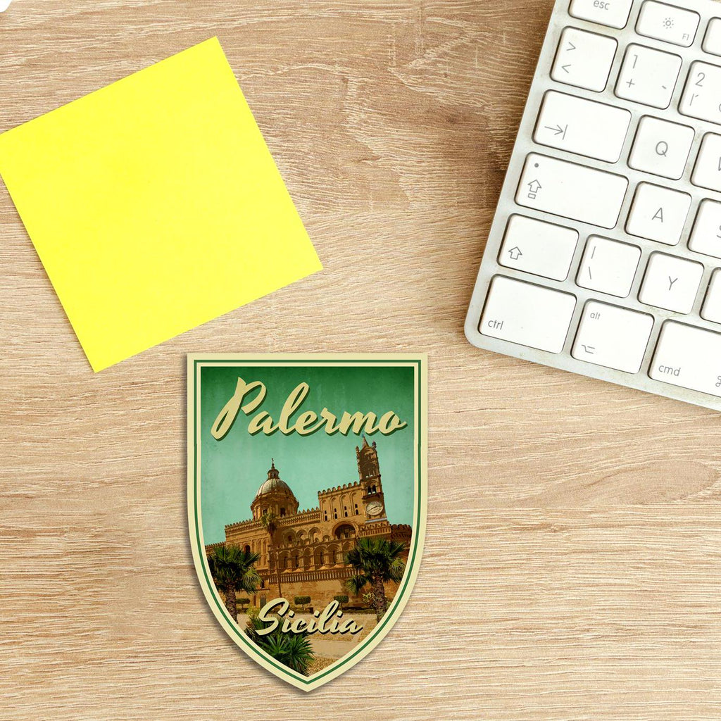 Palermo Sicily Vintage Travel Sticker: Luggage, Laptop, Water Bottle