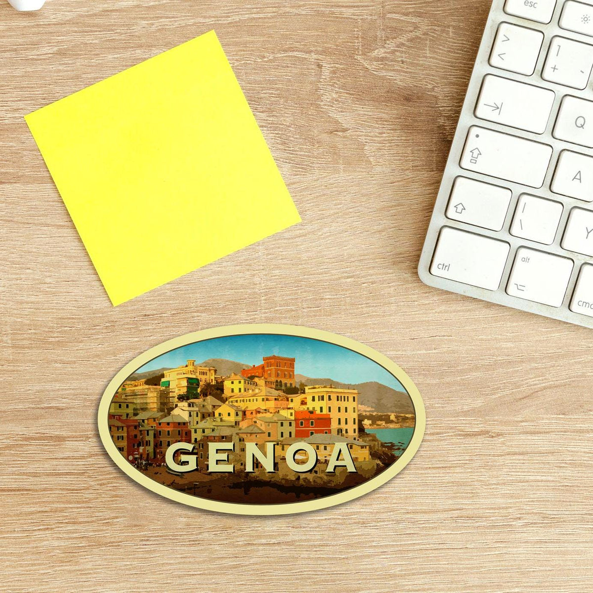 Genoa Italy Travel Sticker: Vintage Suitcase Luggage Decal