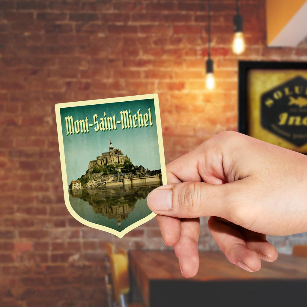 Mont-Saint-Michel France Travel Sticker: Vintage Suitcase Decal