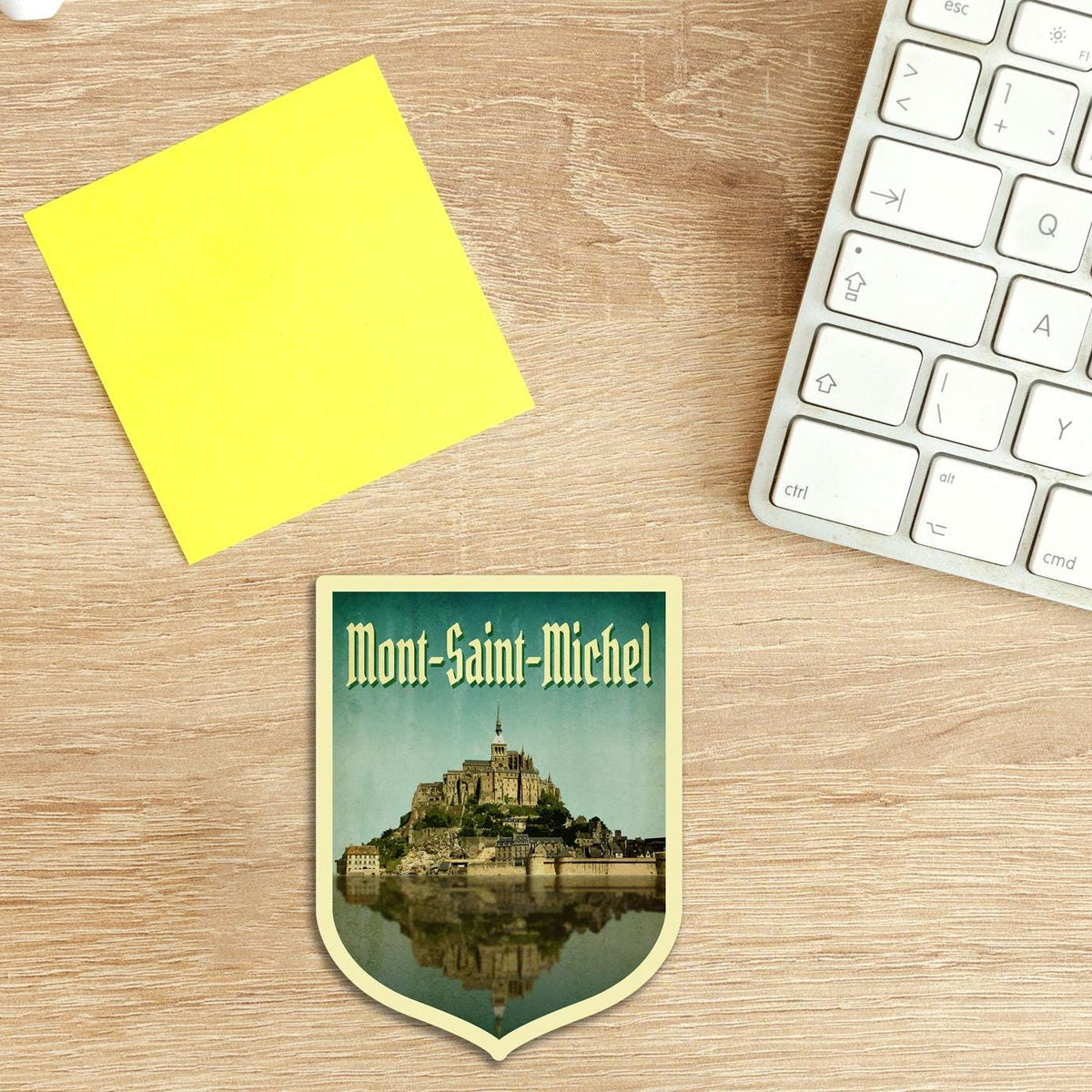 Mont-Saint-Michel France Travel Sticker: Vintage Suitcase Decal