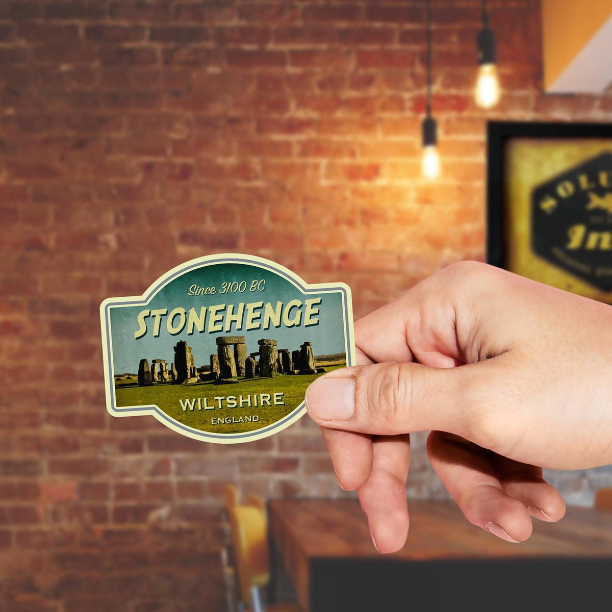 Stonehenge England Travel Sticker: Vintage Suitcase Decal