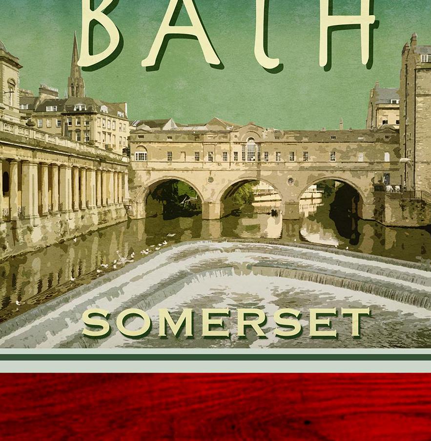 Bath England Travel Sticker: Vintage Suitcase Decal