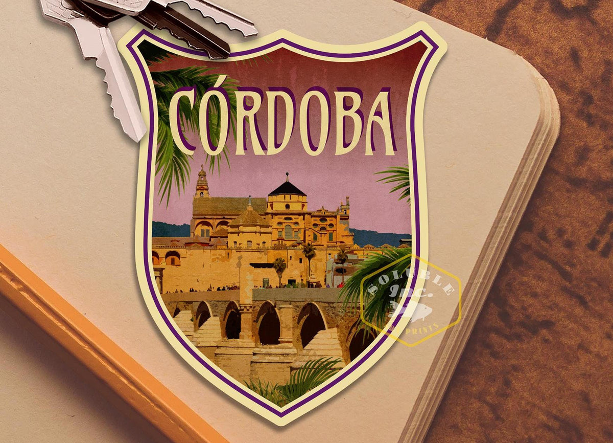 Cordoba Spain Travel Sticker: Vintage Suitcase Decal