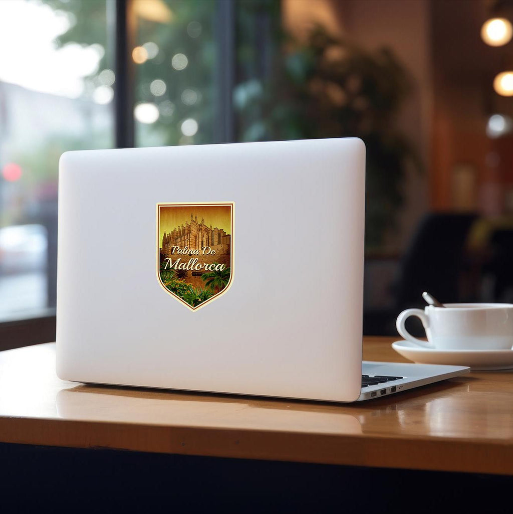 Palma De Mallorca Travel Sticker: Vintage Suitcase Decal