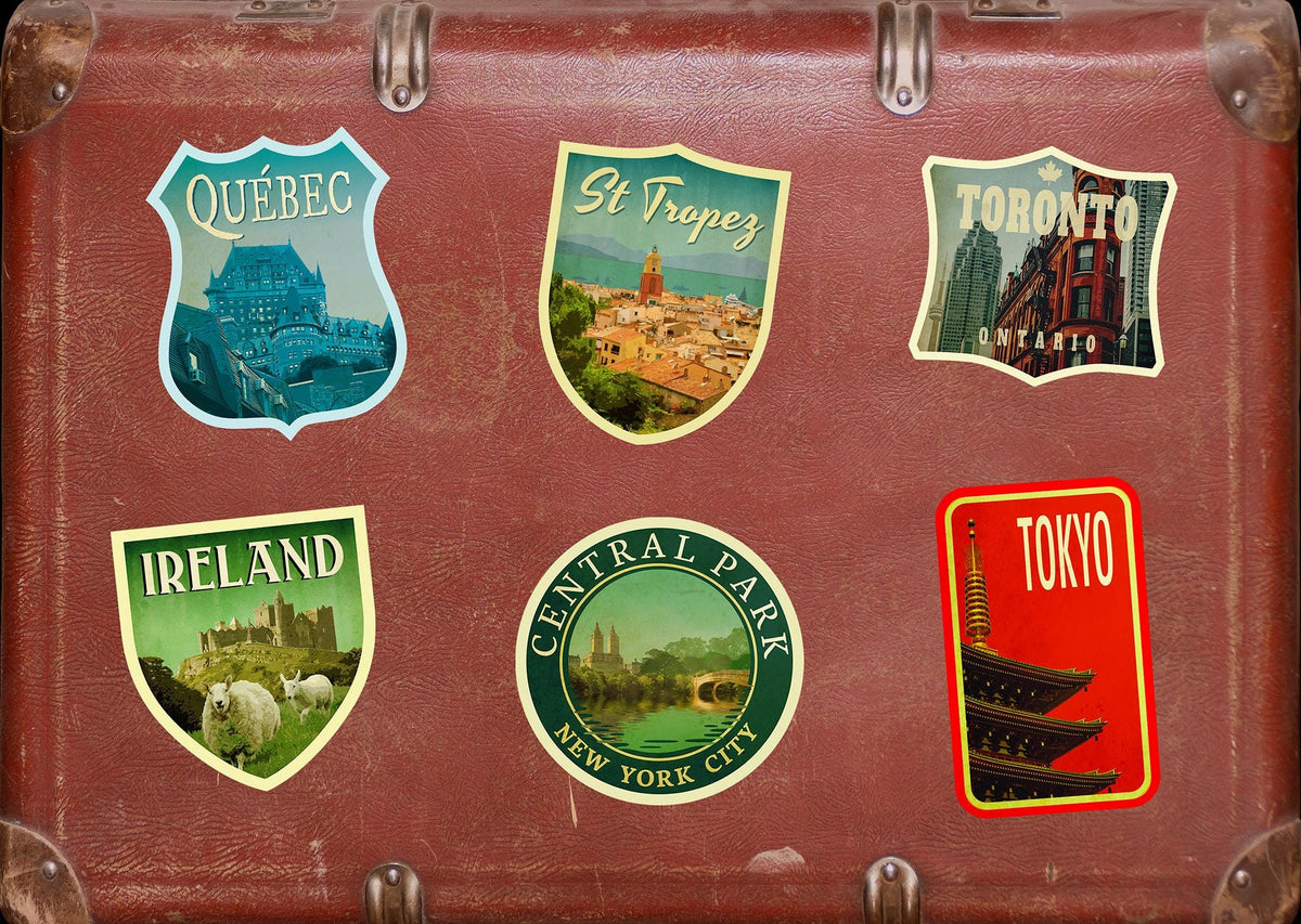 St Tropez France Travel Sticker: Vintage Suitcase Decal
