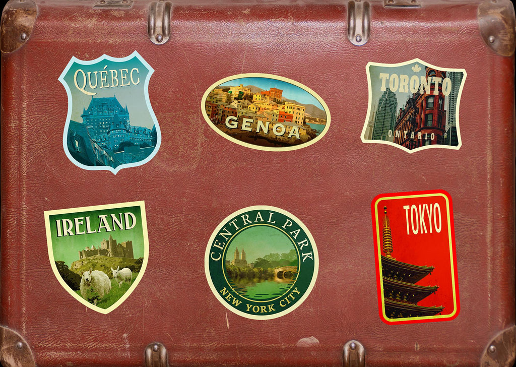 Genoa Italy Travel Sticker: Vintage Suitcase Luggage Decal