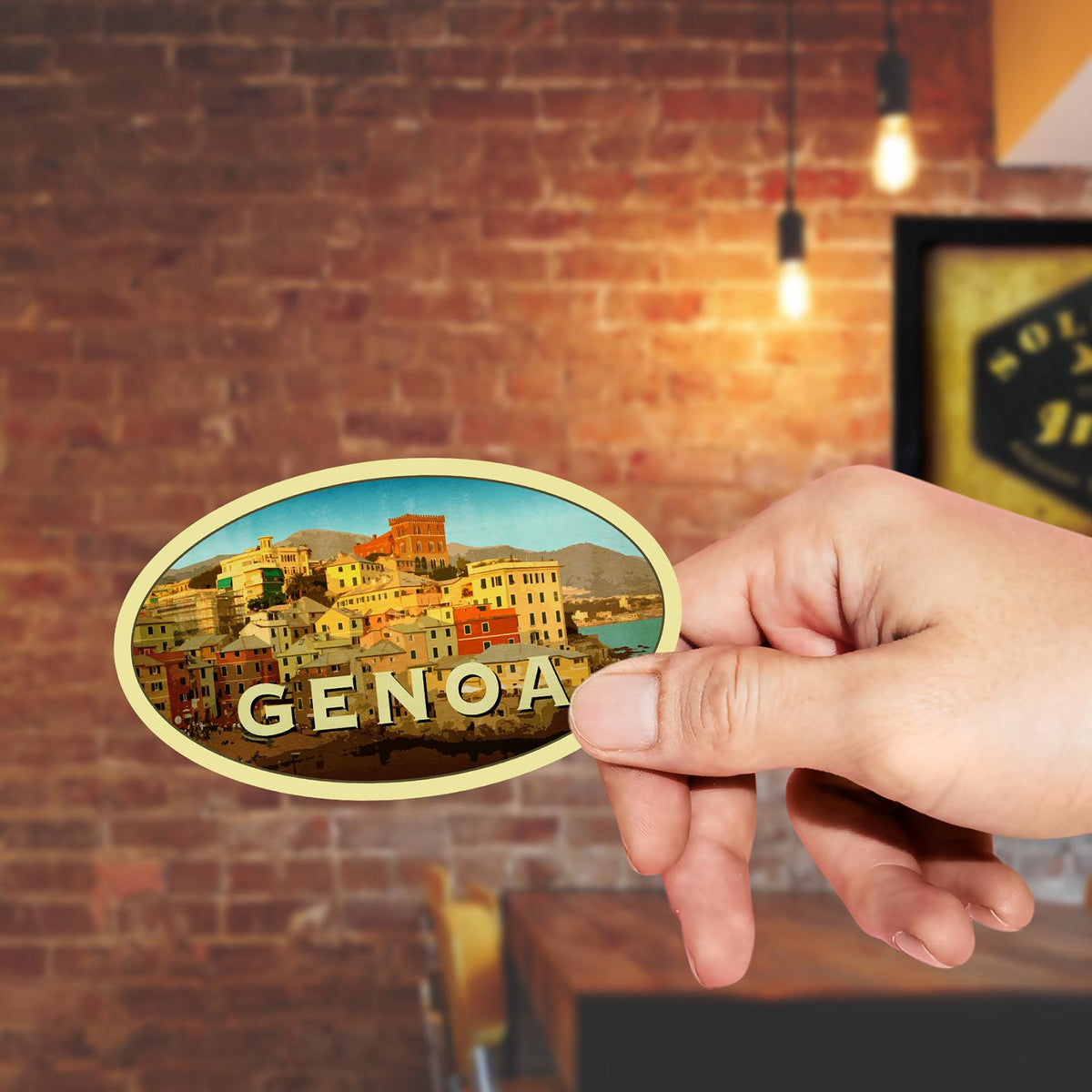 Genoa Italy Travel Sticker: Vintage Suitcase Luggage Decal