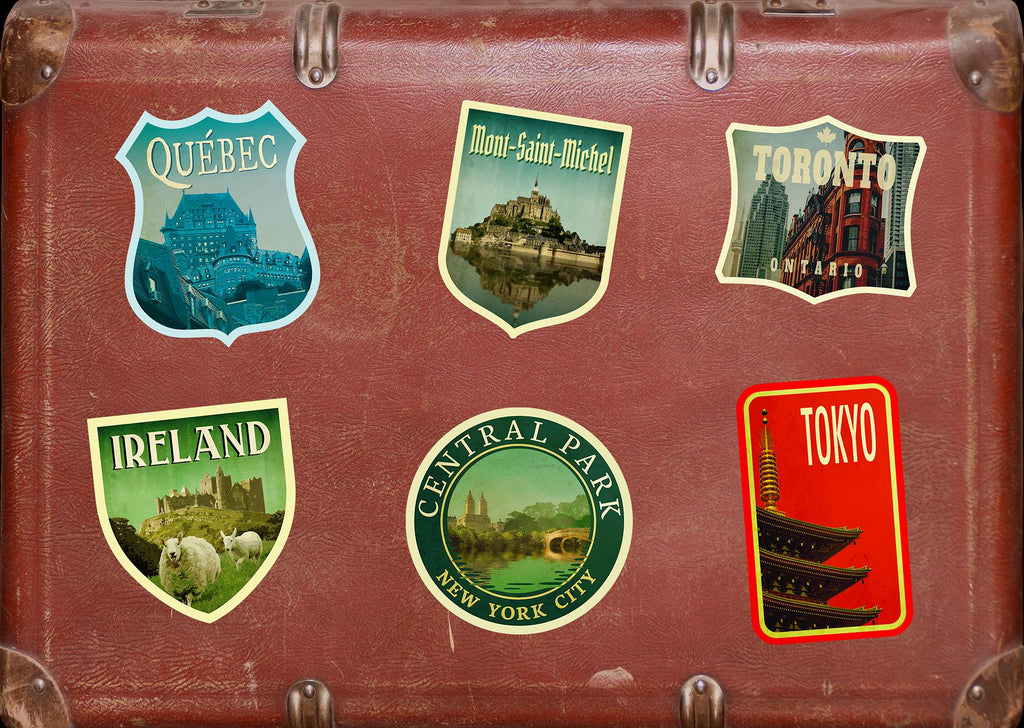 Mont-Saint-Michel France Travel Sticker: Vintage Suitcase Decal