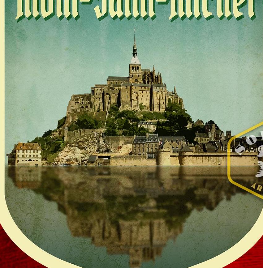 Mont-Saint-Michel France Travel Sticker: Vintage Suitcase Decal
