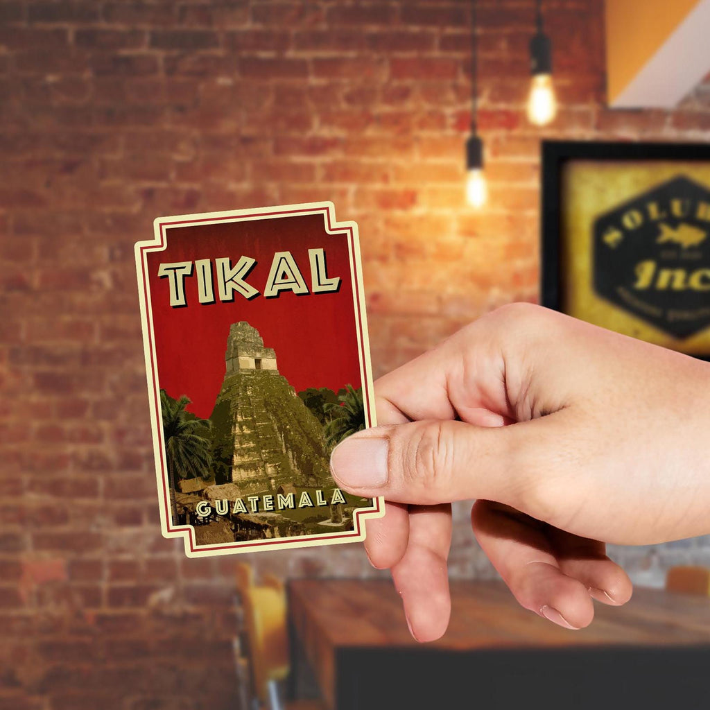 Tikal, Guatemala travel sticker, vintage style decal for suitcase, luggage, laptop or water bottle